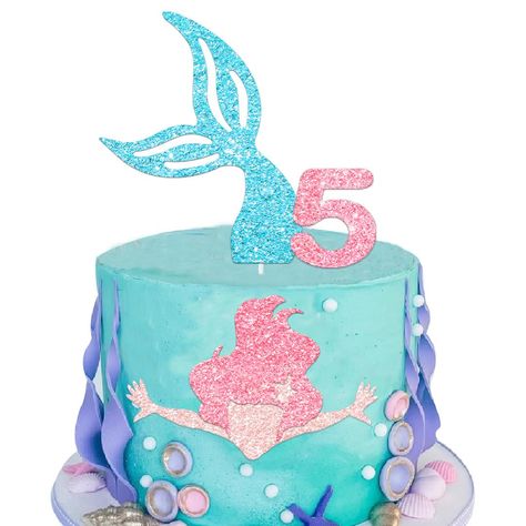 PRICES MAY VARY. Mermaid cake toppers. Material: heavy glitter paper. Size: Length 5.5 inch,width 6.0 inch . Mermaid cake toppers suitable for Mermaid 5 themed party. If you have any questions, please contact us. Mermaid cake toppers suitable for Mermaid themed birthday party. Mermaid Birthday Party Cake, Gigi Birthday, Mermaid Themed Birthday Party, Mermaid Party Supplies, Mermaid Cake Topper, Beach Cakes, Mermaid Theme Birthday, Mermaid Cakes, Mermaid Theme