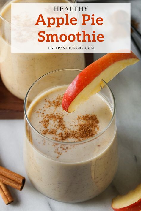 Healthy Apple Pie Smoothie, Apple Pie Smoothie Recipe, Island Green Smoothie, Apple Cinnamon Smoothie, Fall Recipes Appetizers, Fall Smoothies, Smoothie For Breakfast, Healthy Apple Pie, Cinnamon Smoothie