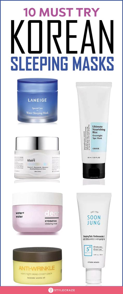 The 10 Best Korean Sleeping Masks and Packs:  You need to use an overnight sleeping mask to help your skin reach its peak while it repairs itself. Sleeping masks are a skincare innovation that emerged in South Korea. They contain skin-boosting ingredients, which is why they are such a rage. #Beauty #BeautyHacks #Skincare #SkincareTips #BeautyTips Sleeping Pack Skin Care, Korean Sleeping Mask, Best Korean Face Masks, Korean Lip Mask, Over Night Face Mask, Korean Mask Skincare, Sleeping Mask Skincare, Korean Sleeping, Skincare Korea