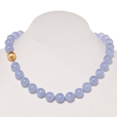 A stunning blue lace agate necklace with a diamond-embellished yellow gold clasp. Since 1861, Gump's has been a destination for jewelry that is distinctive, extraordinary and timeless. To ensure each piece is created to our exacting standards, the expert in-house jewelry team at Gump's oversees every step of the production process. The result is a statement of pure elegance. Blue lace agate, 12mm. Diamonds, 0.06ctw. 18-karat yellow gold. 17"L. Blue Lace Agate Necklace, Agate Necklace, Blue Lace Agate, The Expert, Lace Agate, Signature Collection, Blue Lace, Live Lokai Bracelet, Pearl Necklace