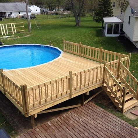 Deck Ideas On A Budget, Cheap Above Ground Pool, Above Ground Pool Deck Ideas, Luxury Pools Backyard, Deck Landscaping, Above Ground Pool Deck, Pool Ideas On A Budget, Pool Deck Plans, Pool Deck Ideas