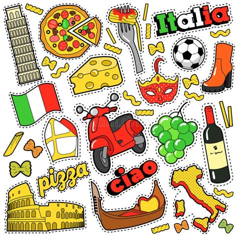 Travel Outfit Spring, Italian Party, Vector Doodle, Doodle Icon, Venetian Mask, Comic Style, Sticker Patches, Vector Clipart, Travel Scrapbook