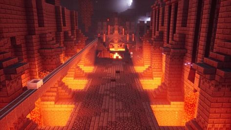 Demonic Minecraft Builds, Fire Minecraft Build, Minecraft Cellar, Minecraft Nether Castle, Minecraft Dungeon Ideas, Minecraft Nether Hub, Minecraft Nether Base, Minecraft Dwarven, Nether Hub