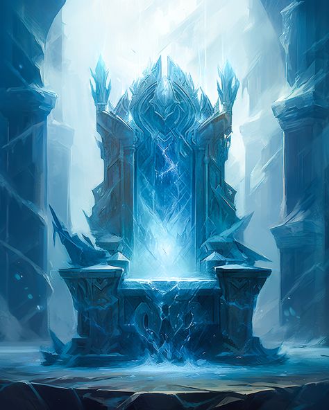 Ice Prison Fantasy Art, Ice Power Concept Art, Icecrown Citadel Art, Crystal Throne Fantasy Art, Cold Fantasy Art, Snow Kingdom Fantasy Art, Ice Castle Fantasy Art, Ice King Fantasy Art, Ice Knight Fantasy Art