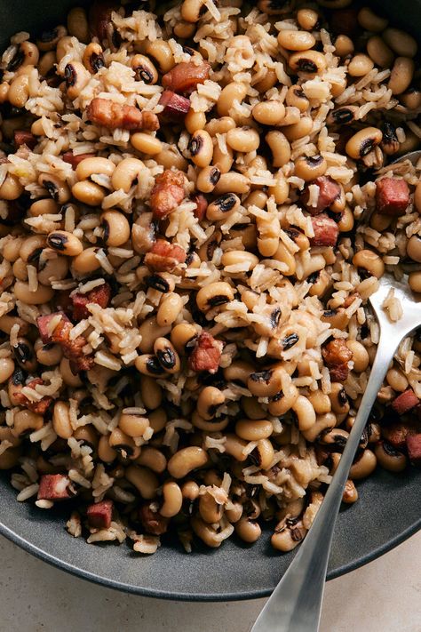 Black-Eyed Peas and Rice Recipe - NYT Cooking Hoppin John Recipe, Hoppin John, Salt Pork, Green Eating, Beans And Rice, Rice And Peas, Year Book, Rice Ingredients, Nyt Cooking