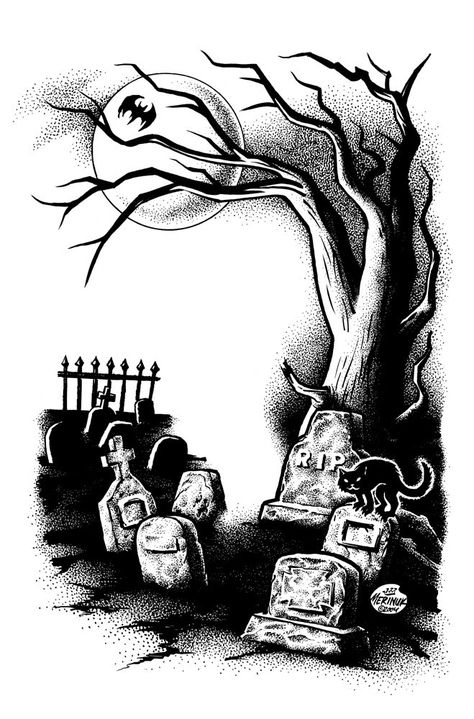 picture of a guy digging out a grave | Goin' To The Graveyard... Graveyard Tattoo, Halloween Tattoos Sleeve, A Tattoo Design, Halloween Graveyard, Grave Yard, Scary Tattoos, Tattoo Style Drawings, Tattoo Project, Tattoo Art Drawings