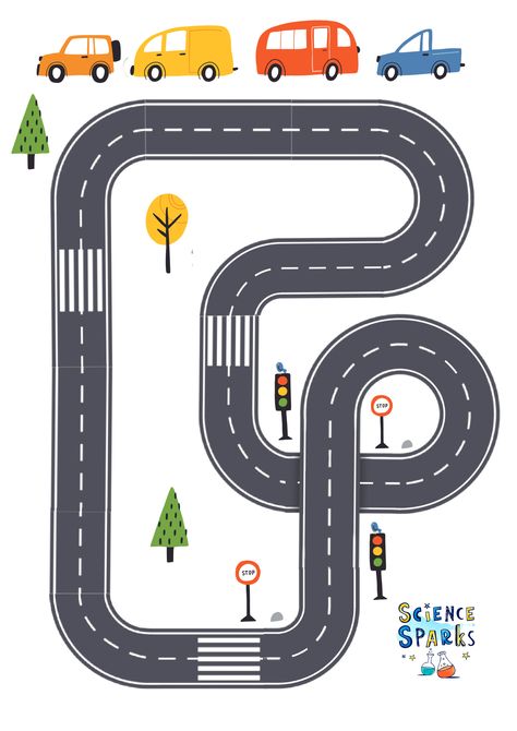 Race Track Printable, Road Map Design Ideas, Transport For Kids, Kids Car Activities, Car Activities For Kids, Transportation Science, Car Tracks For Kids, برق بنزين, Magnetic Games