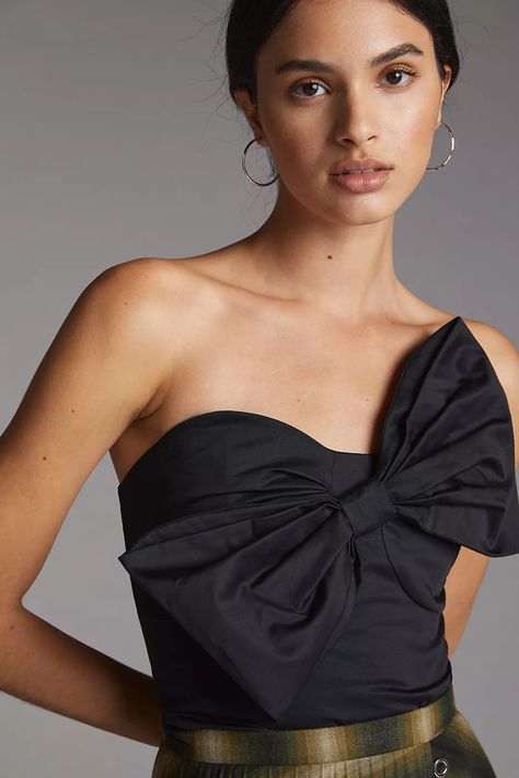 Bow Tie Tube Top | Anthropologie Bow Tops Outfit, Tie Tube Top, Bow Tie Top, Leopard Print Outfits, Bow Top, Top Ideas, Shoulder Tops, Sharp Dressed Man, Costume Outfits