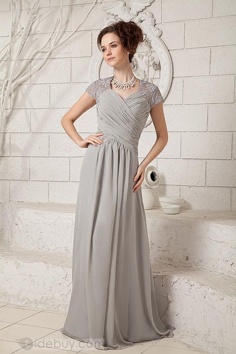 I would love this for my 25th wedding anniversary in 2015 Anniversary Dress, Silver Wedding Anniversary, V Neck Prom Dresses, Mother Of Groom Dresses, Satin Evening Dresses, Evening Dresses With Sleeves, Groom Dresses, Mob Dresses, Dresses Chiffon