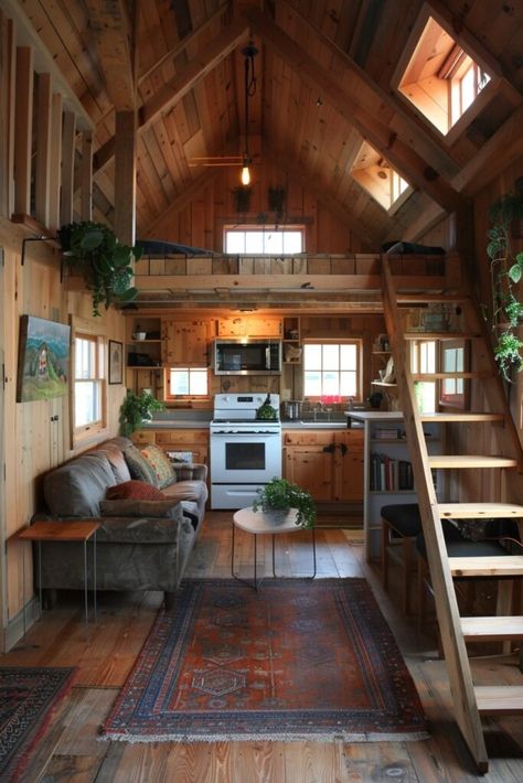 Mini Chalet, Small Cabin Interiors, Rustic Tiny House, Swamp Witch, Cabin Interior Design, Ideal House, House Loft, Best Tiny House, Building A Tiny House