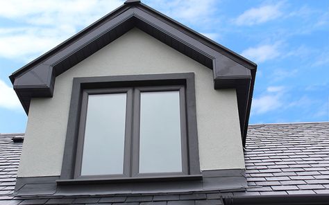 Beautiful PVC Windows in Basalt grey from Costello Windows, Glin, Co. Limerick. Costello Windows is the only major window provider to supply windows in the lighter Basalt grey rather than the darker Anthracite Grey. Basalt grey is now becoming very popular. Grey Window Frames, Windows Paint, Exterior Windows, Grey Windows, Sash Window, Colour Themes, Grain Effect, Replacement Windows, Front Doors With Windows