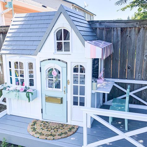 Costco Playhouse, Cedar Playhouse, Custom Playhouse, Playhouse Makeover, Playhouse Kits, Wood Playhouse, Custom Backyard, Playhouse Plans, Diy Playhouse