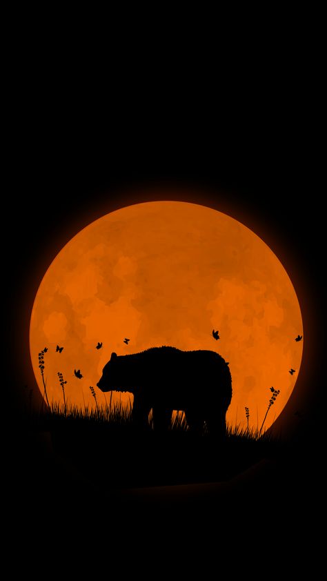 Bear iphone6 Deer Wallpaper, Moon Photography, Ocean Wallpaper, Africa Art, Bear Wallpaper, Bear Art, Samsung Wallpaper, Silhouette Art, Cellphone Wallpaper