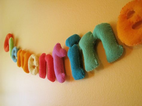 Felt 3D letters Letter Garland, Felt Name Banner, Felt Name, Felt Letters, Diy Letters, Letters For Kids, Fabric Letters, Felt Garland, Felt Patterns