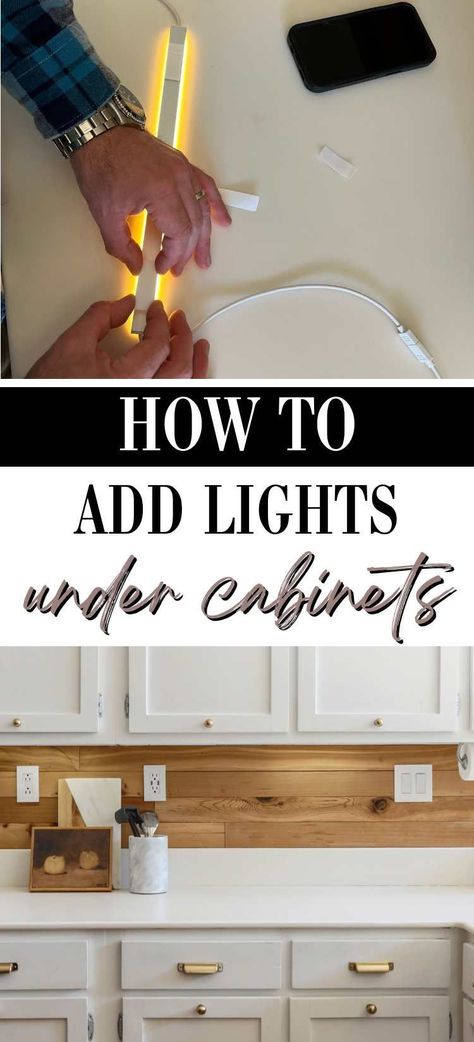 The Easiest Way to Add Lights Under Kitchen Cabinets Kitchen Under Cabinet Lights, Adding Under Cabinet Lighting, Lights For Under Kitchen Cabinets, Diy Cabinet Lighting, Cabinet Lights In Kitchen, Light Under Kitchen Cabinets, Under Kitchen Cabinet Lighting, Lighting Above Kitchen Cabinets, Lighting Under Kitchen Cabinets