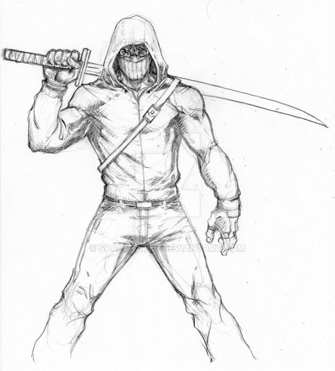 Anime Guy In Hoodie, Ninja Drawing Reference, Warrior Pose Sketch, Ninja Poses Drawing Reference, Samurai Profile, Guy In Hoodie, Ninja Poses, Man In Hoodie, Drawing Ninja