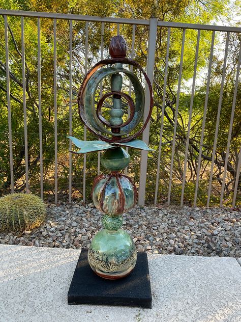 Garden Stacks, Pottery Totems, Clay Totems, Pottery Totem, Totem Pole Art, Handmade Garden Art, Totem Design, Garden Totem, Garden Totems