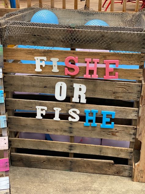 Boat Theme Gender Reveal, Gender Fishing Reveal Ideas, Water Theme Gender Reveal, Cute Gender Reveal Ideas Fishing, Fish Gender Reveal Ideas For Party, Fisherman Gender Reveal Ideas, Pirate Gender Reveal Ideas, Ocean Gender Reveal Ideas, Fish He Or Fish She Gender Reveal Cake