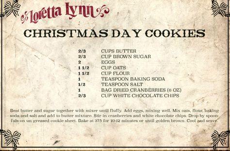 Loretta Lynn's Christmas Day Cookies Old Christmas Recipes, Loretta Lynn Recipes, Vintage Christmas Cookie Recipes, Advent Cookies, Vintage Christmas Cookies, Christmas Shortbread, Cookie Sandwich, Celebrity Recipes, Cake Mug