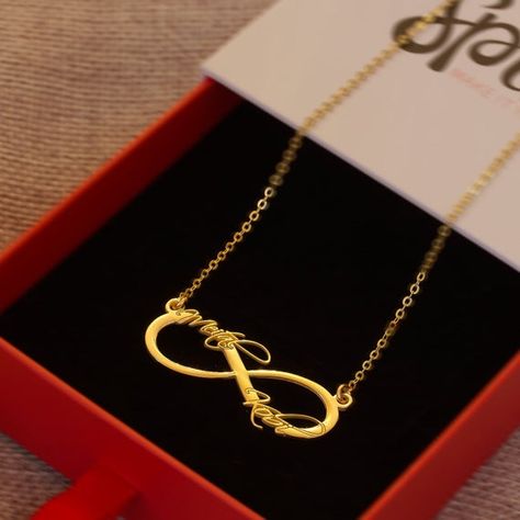 Gold Infinity Name Necklace  Infinity Necklace #jewelry #necklace @EtsyMktgTool #personalizedjewelry #customnamenecklace #bridesmaidsgifts Gold Key Necklace, Pear Shaped Diamond Necklace, Girlfriend Necklace Gift, Diamond Infinity Necklace, Jewelry Logo Design, Floating Diamond Necklace, Necklace Infinity, Personalised Necklace, Dainty Diamond Necklace