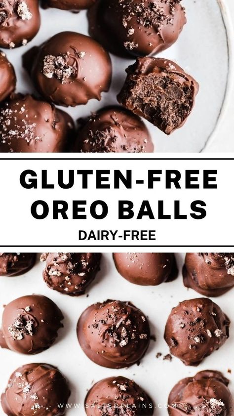 Oreo Balls Dairy Free, Gluten And Dairy Free Appetizers Christmas, Oreo Balls Vegan, Dairy Free Gluten Free Christmas Appetizers, Dairy Free Truffles Recipe, Gf Oreo Balls, Dairy Free Gluten Free Holiday Treats, Gluten Dairy Free Desserts Christmas, Easy Dairy Free Christmas Treats