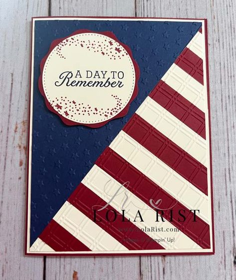 Stampin Up Patriotic Cards, Veterans Day Cards Handmade, Homemade Veterans Day Cards, Stampin Up July 2022 Paper Pumpkin, Handmade Veterans Day Cards, Veterans Cards, Hello Wednesday, Patriotic Thank You Cards, Patriotic Cards