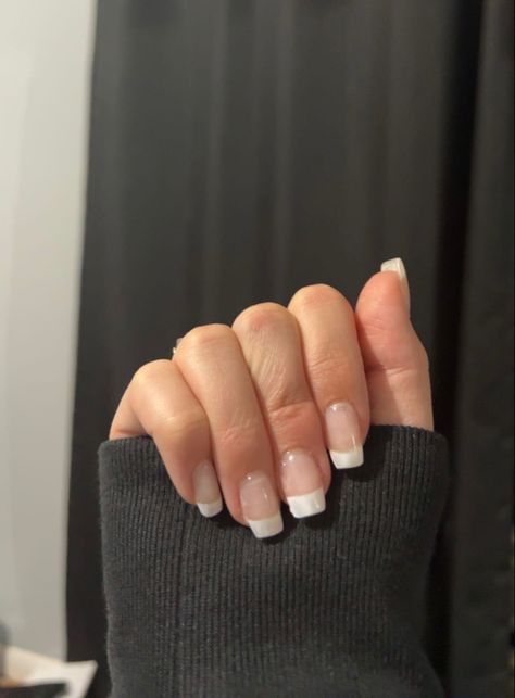 white french tips polygel nails, nails, polygel, acrylic, acrylics, acrylic nails, long nails, short nails, french tips, white french tips, white nails, simple nails Polygel Nails French Tip, White Nails Simple, Short Nails French Tips, French Tips White, Short Nails French, Nails Polygel, Acrylic Nails Long, Nails French Tips, White French Tips