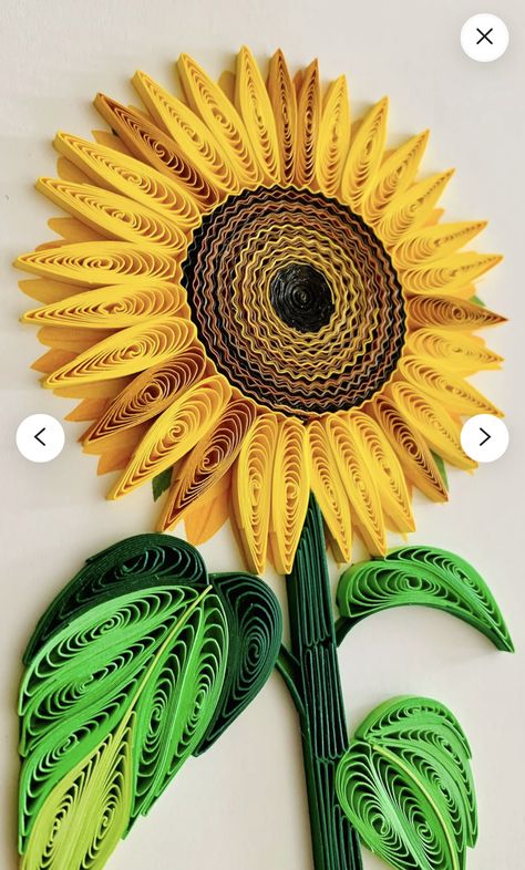 Paper Quilling Sunflower, Quilling Patterns Flowers, Quilled Sunflowers, Quilling Sunflower, Quilling Art Ideas, Diy Quilling Crafts, Quilling Flower Designs, Desain Quilling, Paper Quilling Flowers