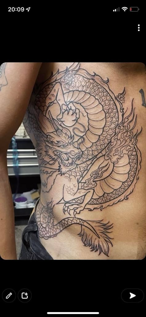 Dragon Tattoo Stomach, Back Tattoo Japanese, Dragon Back Tattoo, Tattoo Chinese, Rib Tattoos For Guys, Asian Dragon Tattoo, Dragon Tattoos For Men, Dragon Tattoo Art, Tattoo Japanese