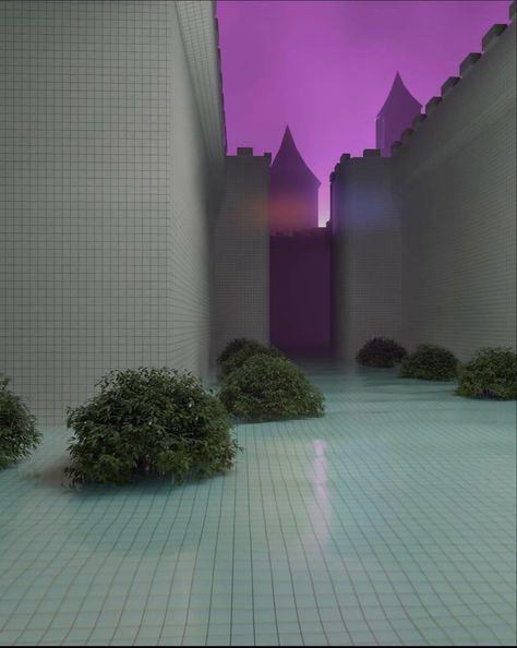 Backrooms Aesthetic Purple, Vaporwave Liminal Space, Neon Liminal Space, Vaporwave Architecture, Liminal Space Aesthetic Pool, Cool Architecture, Dreamcore Aesthetic, Dreamscape Architecture, Dream Core