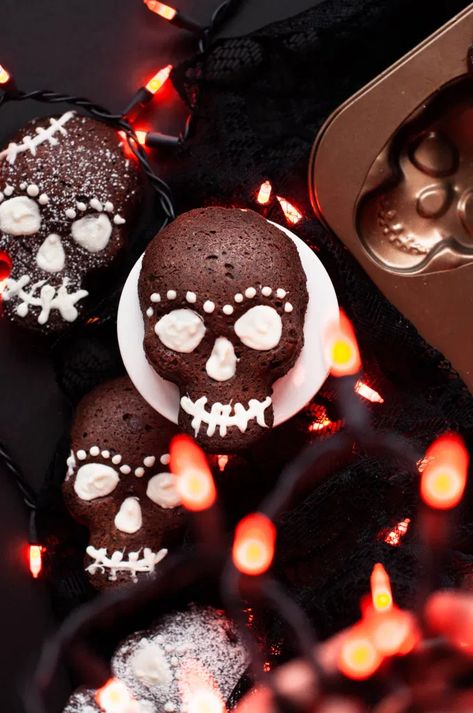 Chocolate Halloween Desserts, Skull Pizza, Chocolate Halloween, Molten Cake, Gooey Brownies, Skull Cake, Chocolate Festival, Halloween Dessert, Fun Halloween Food