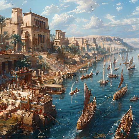 Egyptian Palace Fantasy Art, Ancient Fantasy City Concept Art, Fantasy Egyptian City, Ancient Alexandria Egypt, Ancient Egypt Palace, Desert Kingdom Fantasy Art, Egyptian Concept Art, Egyptian Castle, Ancient Egypt City