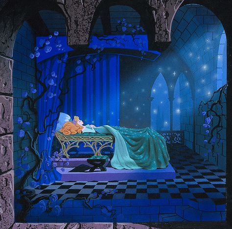 I remember seeing this picture as a child and falling in love with it. --Beba Eyvind Earle, Images Disney, Sleeping Beauty Castle, Disney Concept Art, Disney Sleeping Beauty, Vintage Disneyland, Old Disney, Pinturas Disney, Disney Aesthetic