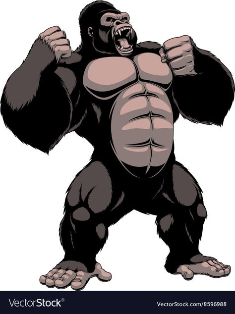 Gorilla Standing, Gorilla Illustration, Gorilla Gorilla, King Kong Art, Gorillas Art, Gorilla Tattoo, Silverback Gorilla, Hollow Art, Chicano Art