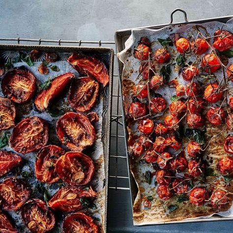 10+ Recipes for Overripe Tomatoes Oven Dried Tomatoes, Slow Roasted Tomatoes, Roasted Vegetable Recipes, Ripe Tomatoes, Tasty Bites, Dried Tomatoes, Roasted Tomatoes, Side Dish Recipes, Fresh Herbs