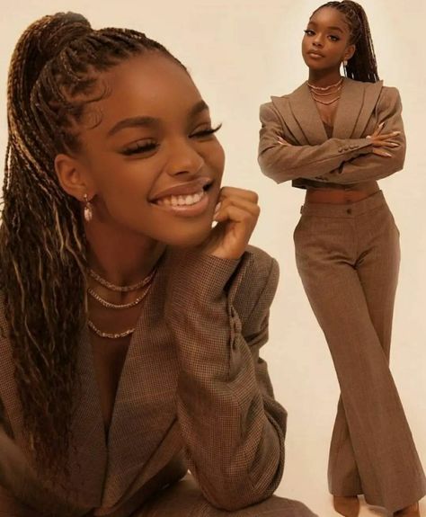 Professional Braided Hairstyles For Work, Professional Braids For Work, Marsai Martin Braids, Marsai Martin Hairstyles, Marsai Martin Outfit, Marsai Martin, Cute Professional Outfits, Vacation Hairstyles, Big Box Braids Hairstyles