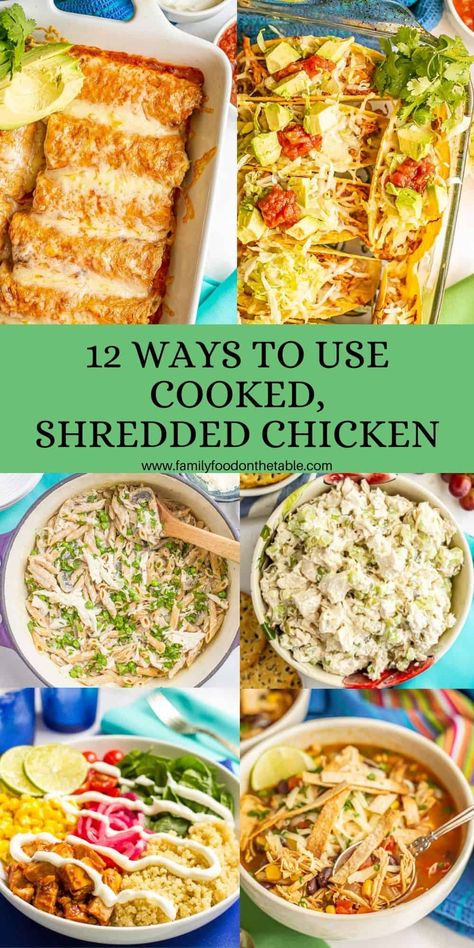 Leftover Chicken Rosterrie Recipes, Recipes Using Shredded Chicken Healthy, Quick Dinner With Shredded Chicken, Meals With Pulled Chicken, Recipes Using Pulled Rotisserie Chicken, Precooked Shredded Chicken Recipes, Recipes Using Cooked Shredded Chicken, Costco Pulled Chicken Recipes, What To Cook With Shredded Chicken