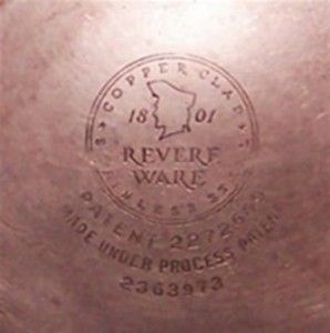 Revere Ware stamp logo vintage information. must have pat. number or process pat. and circle to be the good stuff.... Revere Ware Copper Vintage, Kitchen 101, Revere Ware, Paul Revere, Copper Cookware, Sauce Pan, Vintage Memory, Stock Pot, Kitchen Cookware