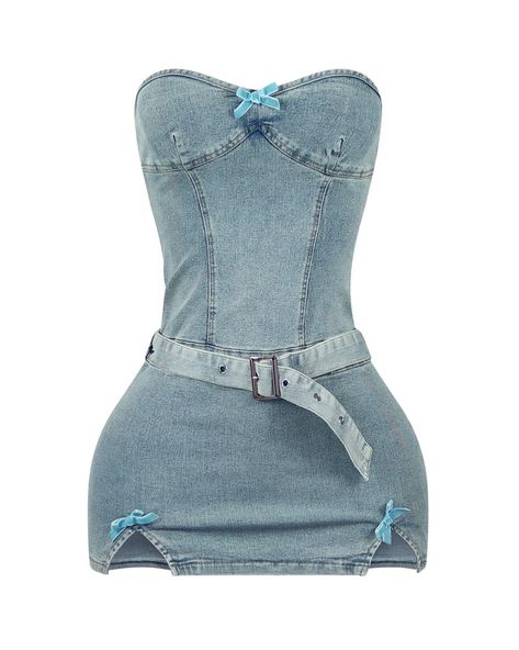 The little bow details 🎀 “Notice Me Denim Tube Mini Dress” Pretty Two Piece Outfits, Edge Outfits, Tube Mini Dress, Cute Online Clothing Stores, Notice Me, Denim Bustier, Mini Tube Dress, Stylish Summer Outfits, Casual Day Dresses