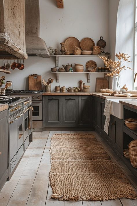 29 Scandi Boho Kitchen Ideas to Transform Your Cooking Area - My Elegant Home Scandi Boho Kitchen, Cozy Kitchen Nook, Boho Kitchen Ideas, Earthy Textures, Comfortable Kitchen, Scandi Boho, Eclectic Kitchen, Brown Kitchens, Rustic Farmhouse Kitchen