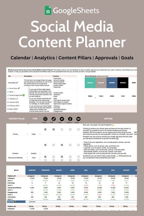 Social Media Content Planner Google Sheets Social Media Planner Template, Social Media Announcement, Social Media Organization, Social Media Strategy Template, Content Calendar Template, Social Media Marketing Planner, Social Media Content Planner, Types Of Social Media, Social Media Content Calendar