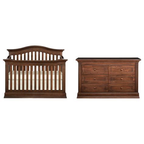 Nursery With Dark Wood Furniture, Wood Crib, Arched Headboard, Adjustable Mattress, Baby Nursery Furniture, Bed Rails, Nursery Furniture Sets, Nursery Set, Babies R Us