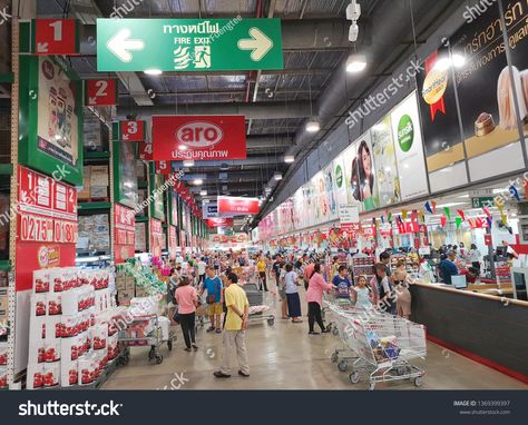 Nonthaburi, Thailand - April 8, 2019 : People are spending at the Makro superstore, this is big bazaar that th #Ad , #ad, #People#spending#Makro#Nonthaburi Nonthaburi Thailand, Big Bazaar, Royalty Free Stock Photos, Thailand, Stock Images, Stock Photos