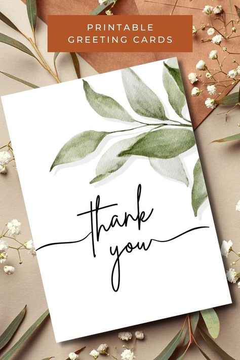 A printable watercolor leaves theme thank you card stated thank you. Free Printable Thank You Cards Templates, Editable Thank You Cards Free Printable, Diy Watercolor Thank You Notes, Thank You Cards Coloring Free Printable, Thank You Notes Watercolor, Heartfelt Thanks, Nurse Appreciation Week, Diy Raised Garden, Printable Thank You Cards