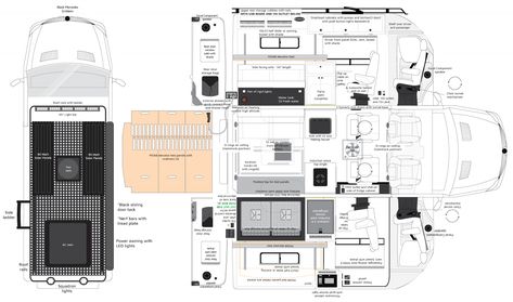 Camper Van Floor Plans - El Kapitan Van Conversions Camper Layout, Mercedes Benz Vans, Story Maker, Slider Window, Adventure Van, Class B Rv, Sprinter Camper, Van Conversions, Floor Trim