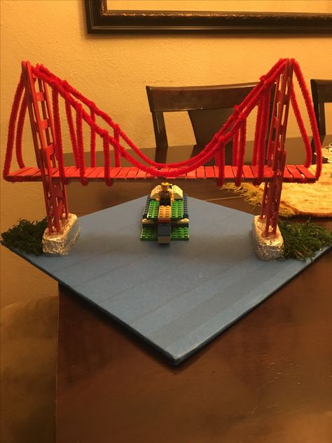 Golden Gate Bridge Project, Bridge School Project, Clay Bridge, Bridge Craft, Stem Bridges, Road Trip Theme, Bridge Project, Bridge Model, Kindergarten Projects