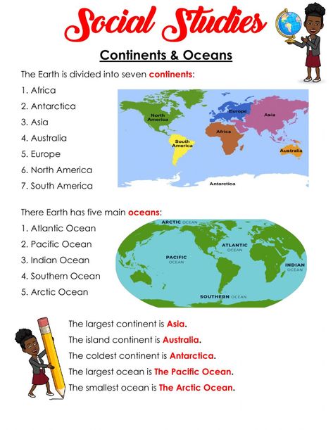 7 Oceans Of The World, Fourth Grade Geography, 1st Grade Continents And Oceans, Sst Worksheets For Class 4, Continent And Oceans Activities, Oceans And Continents Worksheet, Continent And Ocean Worksheet, Social Studies For 1st Grade, Oceans And Continents Activities