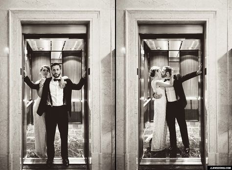 JLB Wedding photography - Love both these poses Elevator Wedding Photo, Art Deco Wedding Shoes, Jeffrey Lewis, Shooting Couple, Wedding Fotos, Michigan Wedding Venues, West Wedding, Wedding Photography Tips, Detroit Wedding