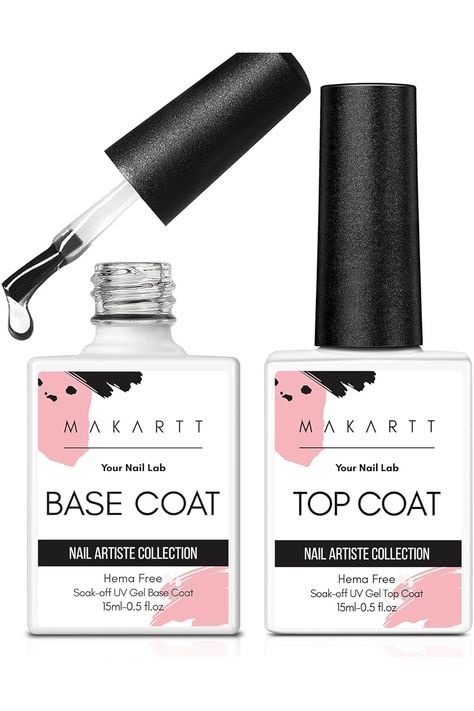 Makartt Hema-Free Gel Top Coat and Base Coat Set, No Wipe Shine Finish Soak Off Gel Base Top Coat Long Lasting LED Nail Lamp Gel for Gel Nail Polish Salon Quality Nail Manicure Gifts, 2pcs 15ML Manicure Gifts, Coat Set, Gel Top Coat, Led Nail Lamp, Nail Lamp, Street Swag, Womens Nails, Soak Off Gel, Base Coat