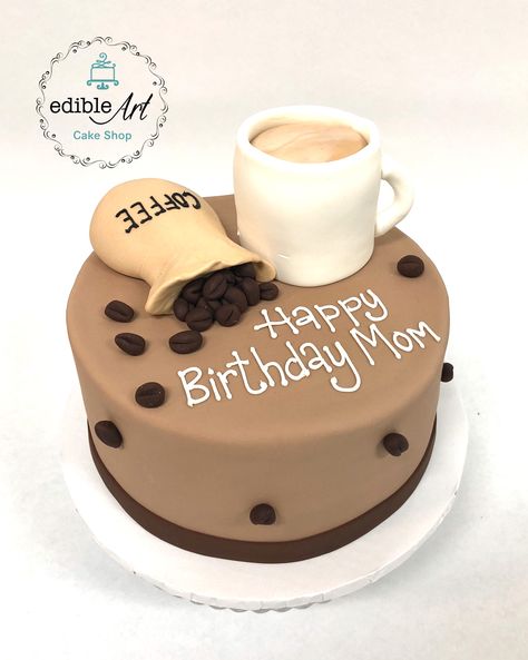 Coffee Theme Cake, Coffee Birthday Cake, Coffee Cake Decoration, Kue Fondant, Coffe Mug Cake, Cake And Coffee, Starbucks Cake, Pig Birthday Cakes, Birthday Cake For Husband